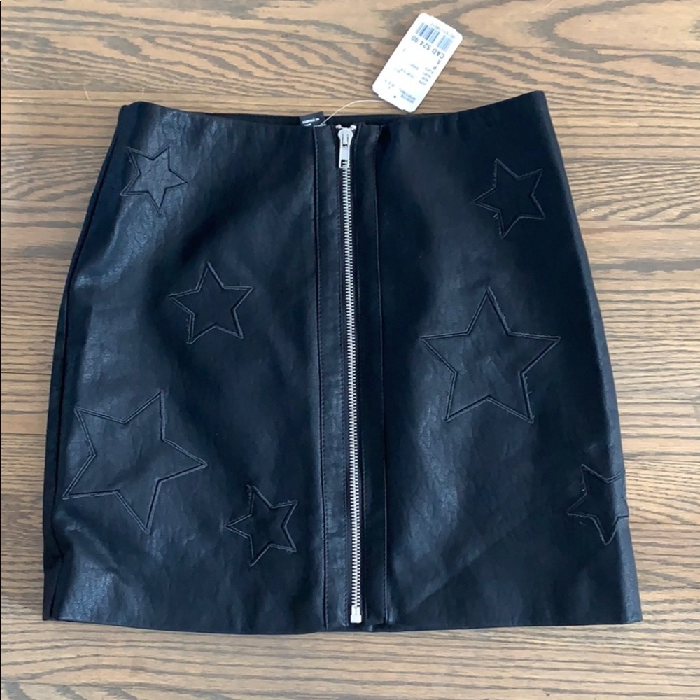 NWT Black leather skirt with front zipper